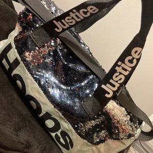 JUSTICE GIRLS Duffle Bag, Color Black/Silver